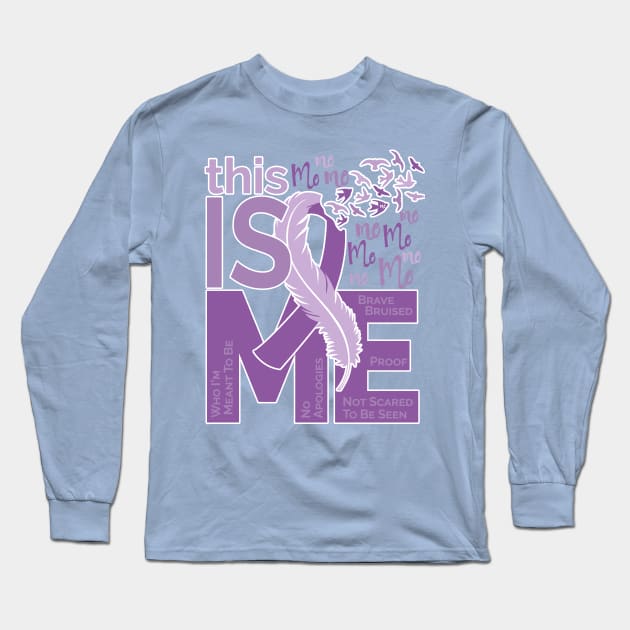 This Is Me - Awareness Ribbon - Feather - Purple Long Sleeve T-Shirt by CuteCoCustom